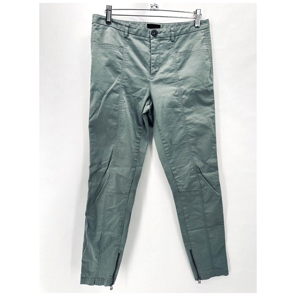 ATM Enzyme Wash Slim Ankle‎ Zip Pants Womens 4 Green Chino Preppy Quiet Luxury - Picture 12 of 12
